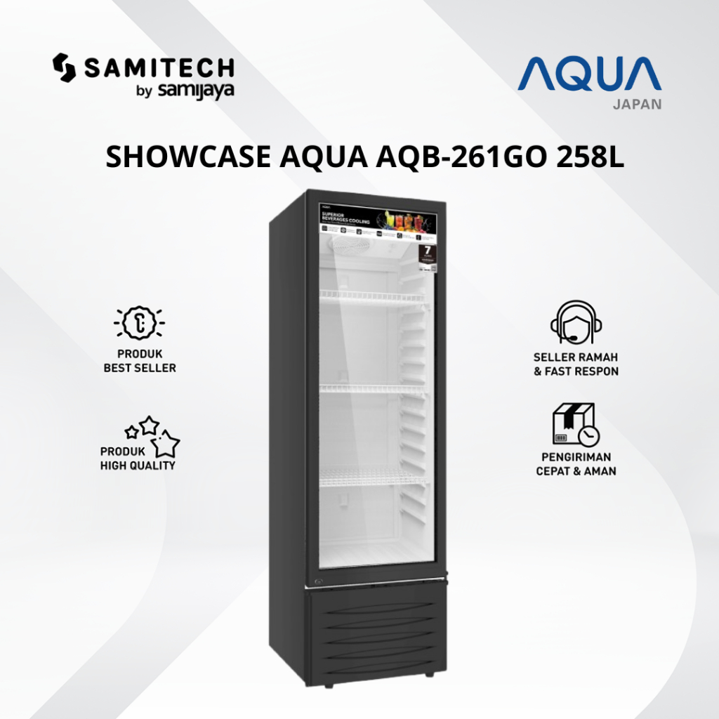 SHOWCASE 1D AQUA AQB-261GO / AQB 261 GO 1 PINTU KAPASITAS 258 LITER BERGARANSI RESMI