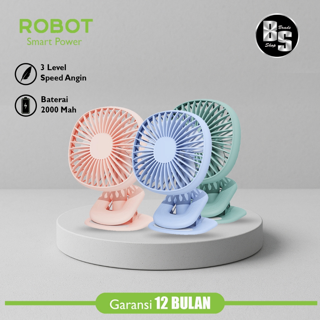 Kipas Klip Robot RT-BF10B Portable 2000 Mah Mini Fan BF06 Bisa Berdiri & Klip