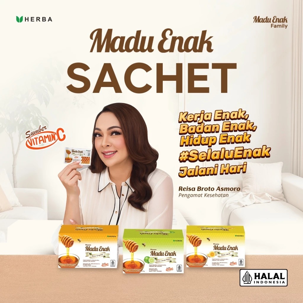 Herba Madu Enak Sachet Isi 12 perBox Madu + Vitamin C Rasa ]