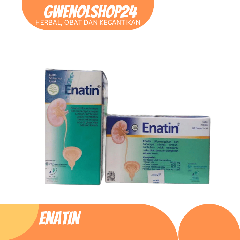 Enatin Botol Isi 50's Kapsul Novell | Enatin Box Isi 18 Kapsul | Obat Batu Empedu / Obat Batu Ginjal