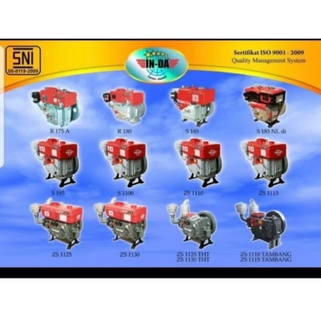Mesin diesel Inda S1115 ZS1115 24 hp 24 pk maksimal 26 hp 26 pk radiator
