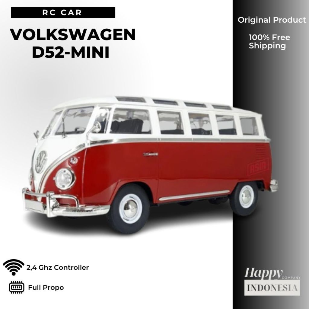 RC Car Mobil Van VW Combi Volkswagen Kombi D52 Mini 1/16 Mainan Anak Remot Control