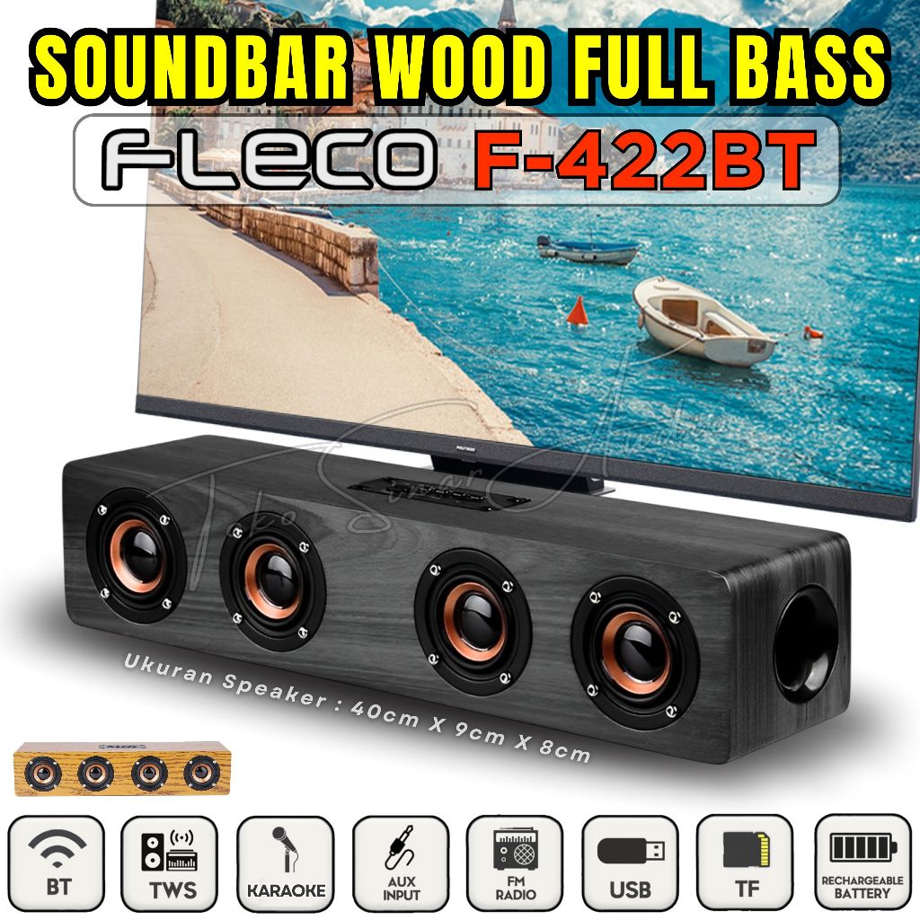 Soundbar Super Bass Fleco F-422 / Speaker TV Full Bass / Speaker Panjang Soundbar Bluetooth