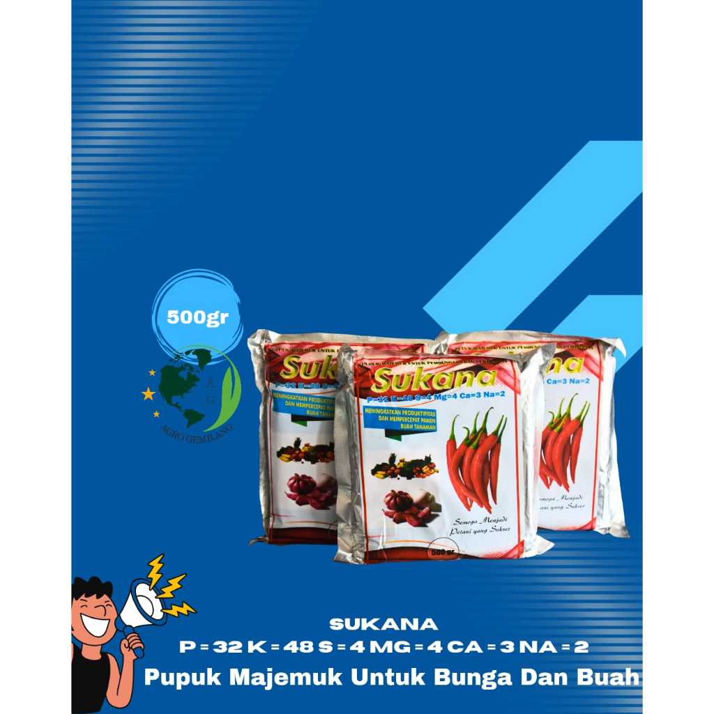 TERMURAHHHHH Pupuk Nutrisi Majemuk Untuk Perangsang, Pembungaan & Pembuahan MG SUKANA Kemasan 500Gr 