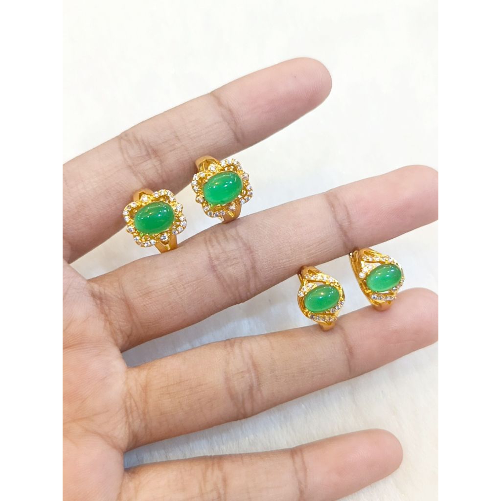 Anting Bulat Model Permata Hijau Terbaru