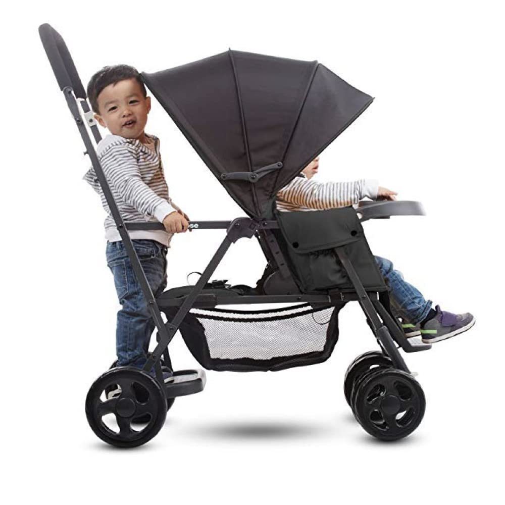 Joovy Caboose Sit n Stand Double Stroller with Rear Bench n Standing Platform 3-Way Reclining Seats