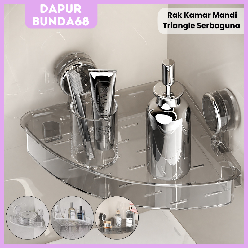 DB68 Rak Kamar Mandi Triangle Serbaguna Cantik Rak Kamar Mandi Plastik Estetik Rak Sabun Shampoo Tra