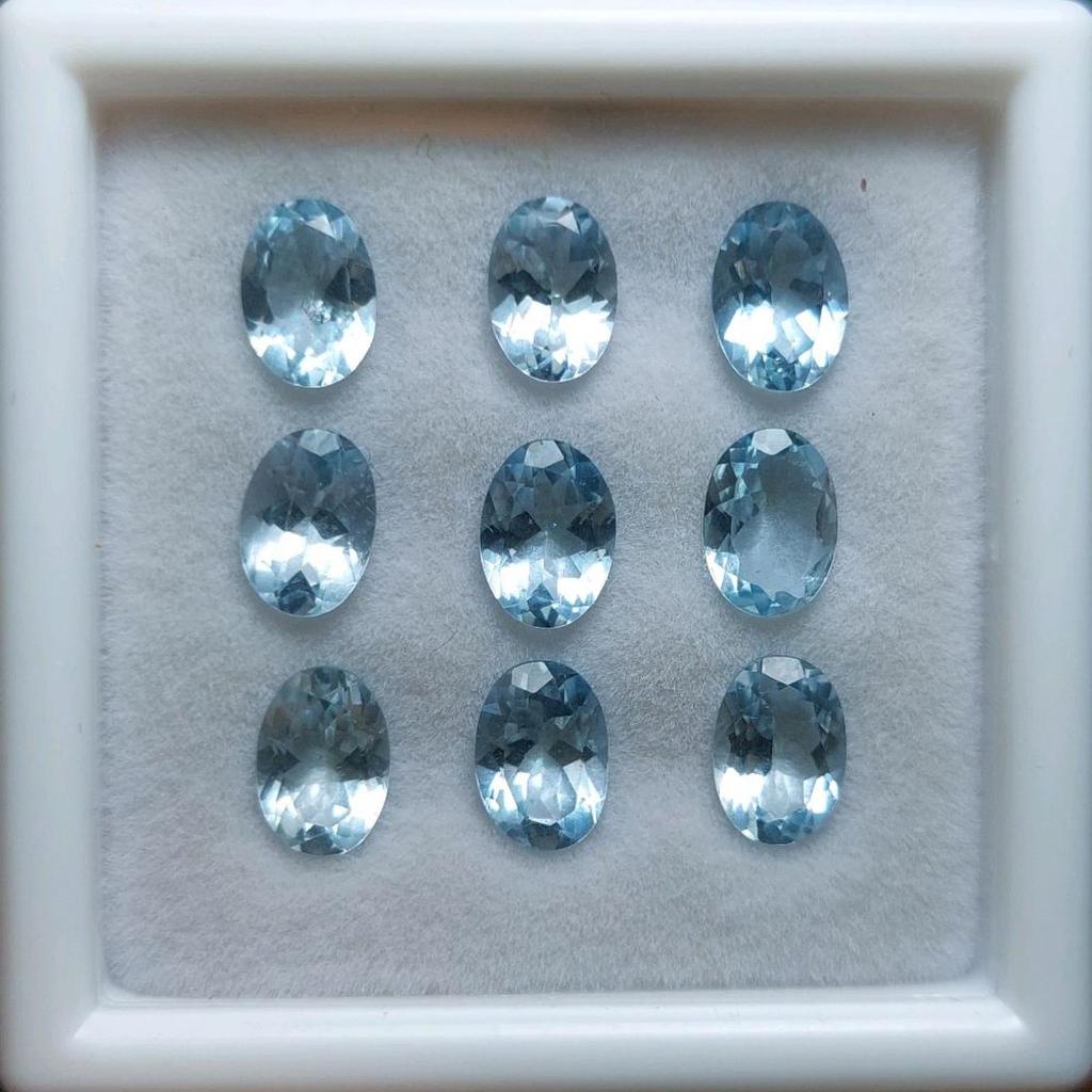 Borongan Natural Aquamarine Beryl Crystal Clean Gems Oval Cut Batu Permata Zamrud Biru Asli Garansi