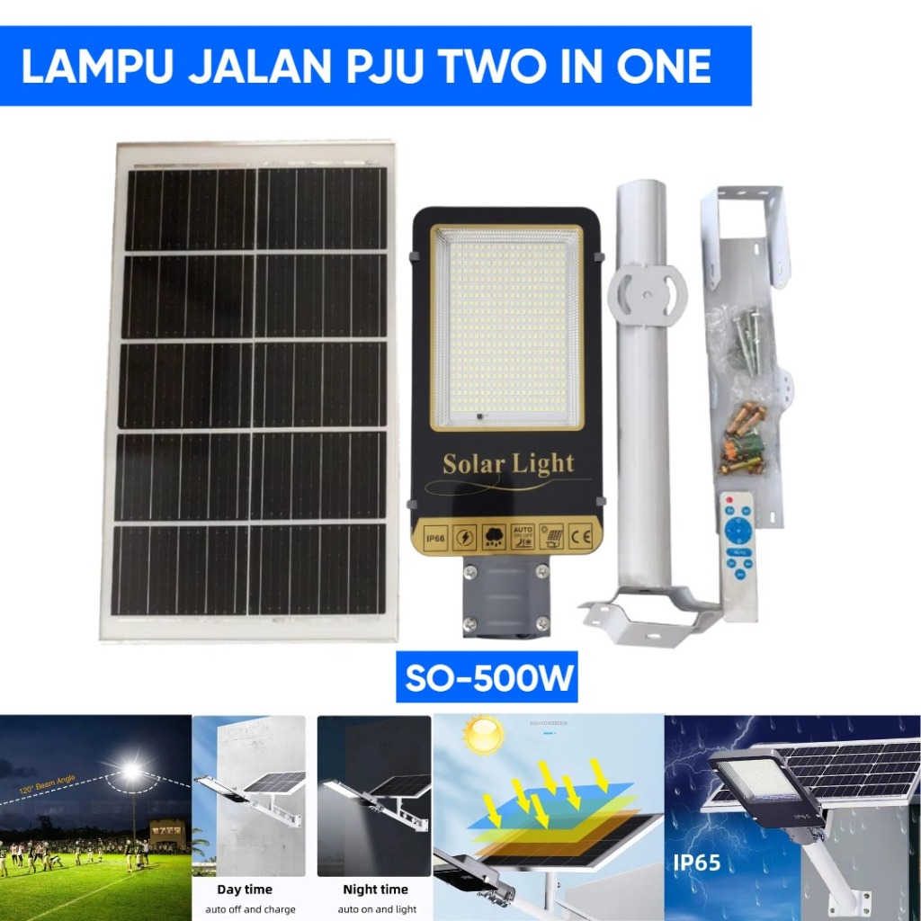 LUXFORCE Lampu Jalan Solar LED 2in1 500W Super Terang Hemat Listrik / Lampu PJU / Lampu Solar Panel