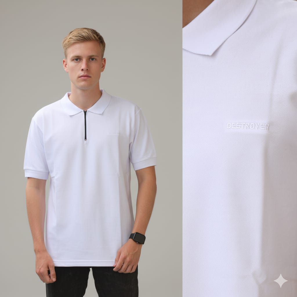 kaos kerah lakos wangki Zipper