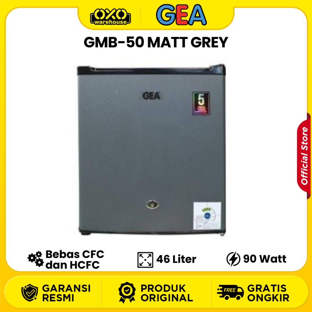GEA Mini Bar GMB-50 MATT GREY – Kulkas Mini Hemat Energi Desain Elegan Low Watt Garansi Resmi