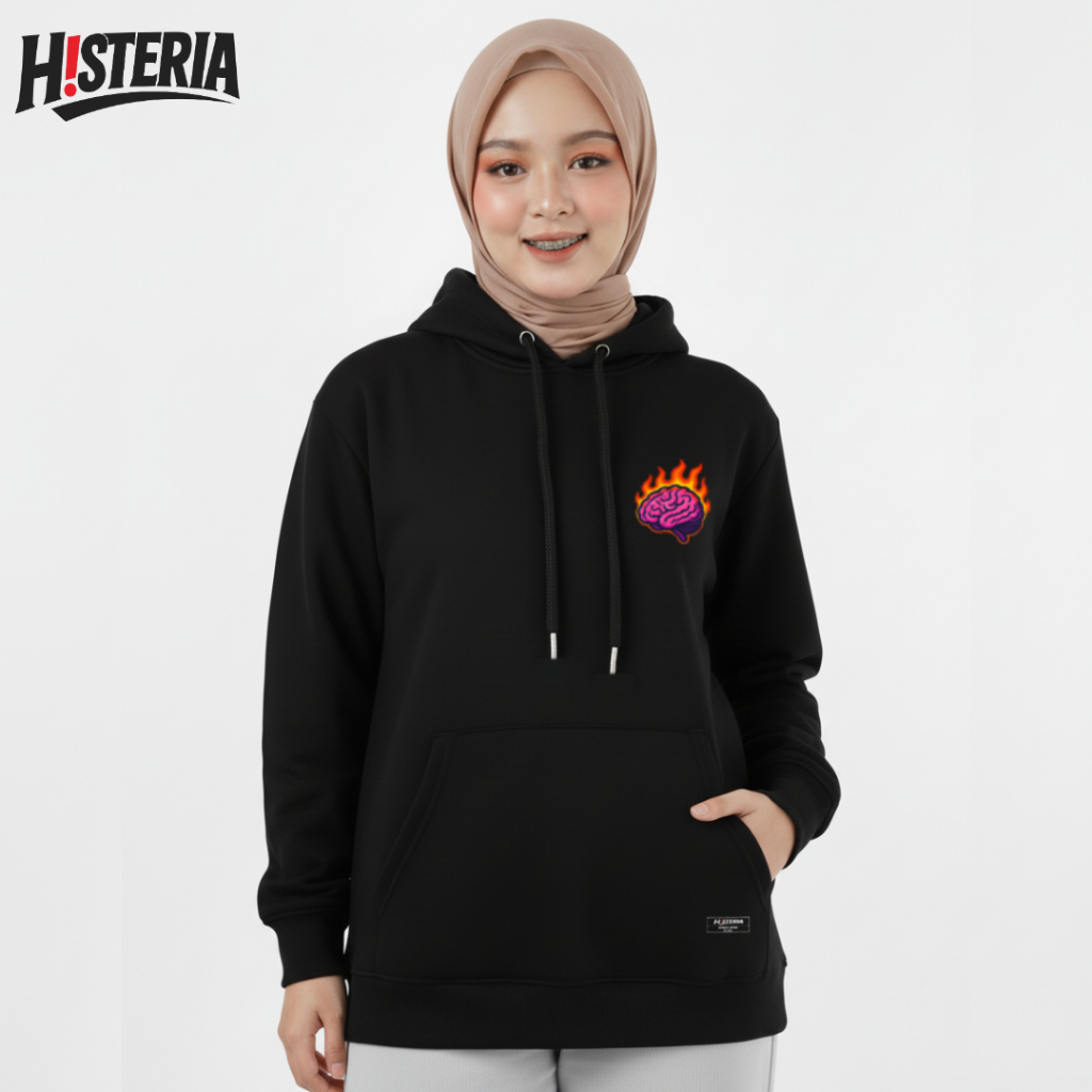 Hoodie Distro Brain Attack Black – Fleece Tebal 270gsm | Original by HSteria