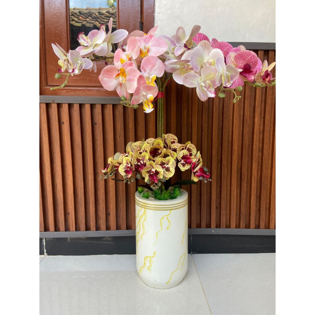 1 Set Pot + Bunga Anggrek Latex Super Premium Jumbo