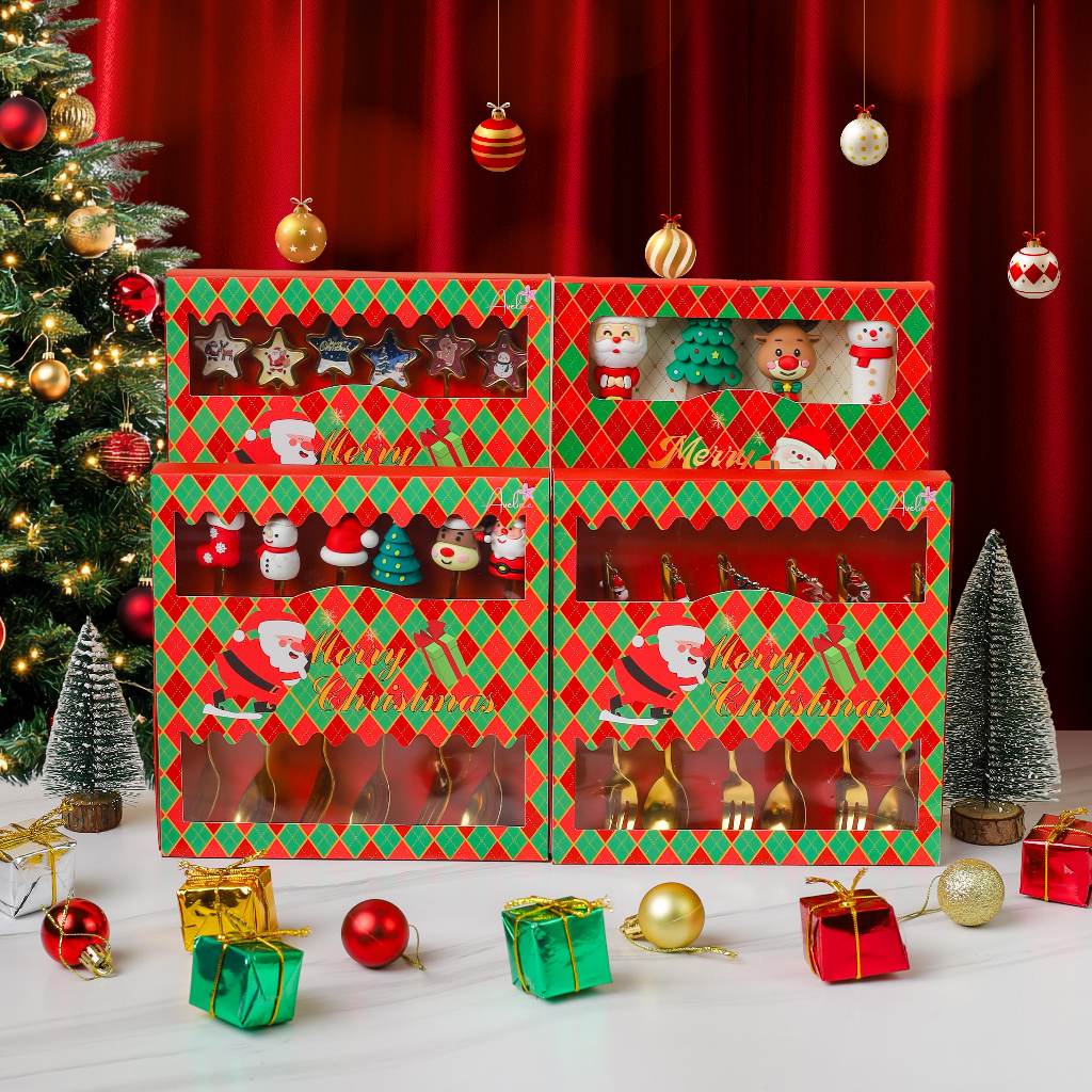 [HAMPERS NATAL] Hampers Christmas Sendok Garpu Alat Makan Stainless Steel Isi 6pcs / Set Alat Makan 