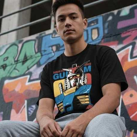 POLKADOT HERO RX-78 VINTAGE BLACK AND WHITE TSHIRT KAOS GUNDAM | COD