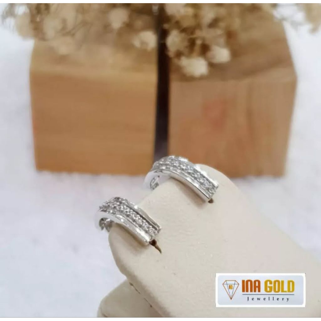 Anting Jepit Sirkon Mas Putih