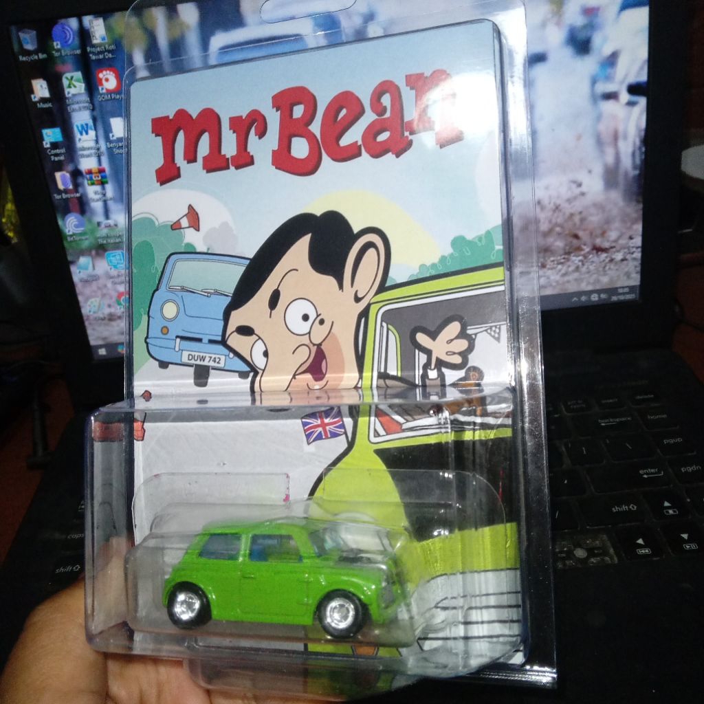 Custom Card Mr Bean Rare Morris Mini Green Rubber Tires Hw Hot Wheels Hotwheels Gift Bday Hadiah Kad