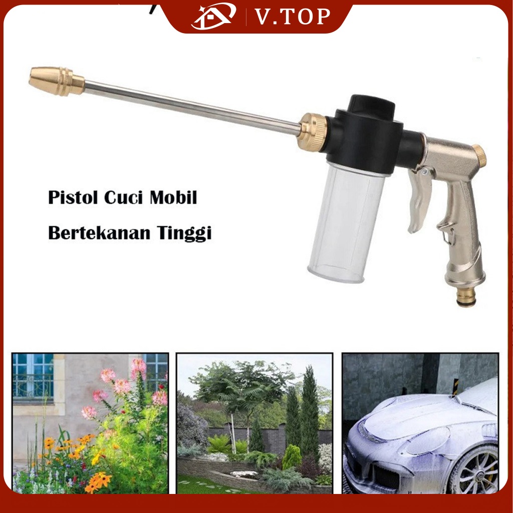 V.TOP Pistol Cuci Mobil Bertekanan Tinggi Panjang Dengan Botol Taman Air Steam Cuci Motor Mobil Wate
