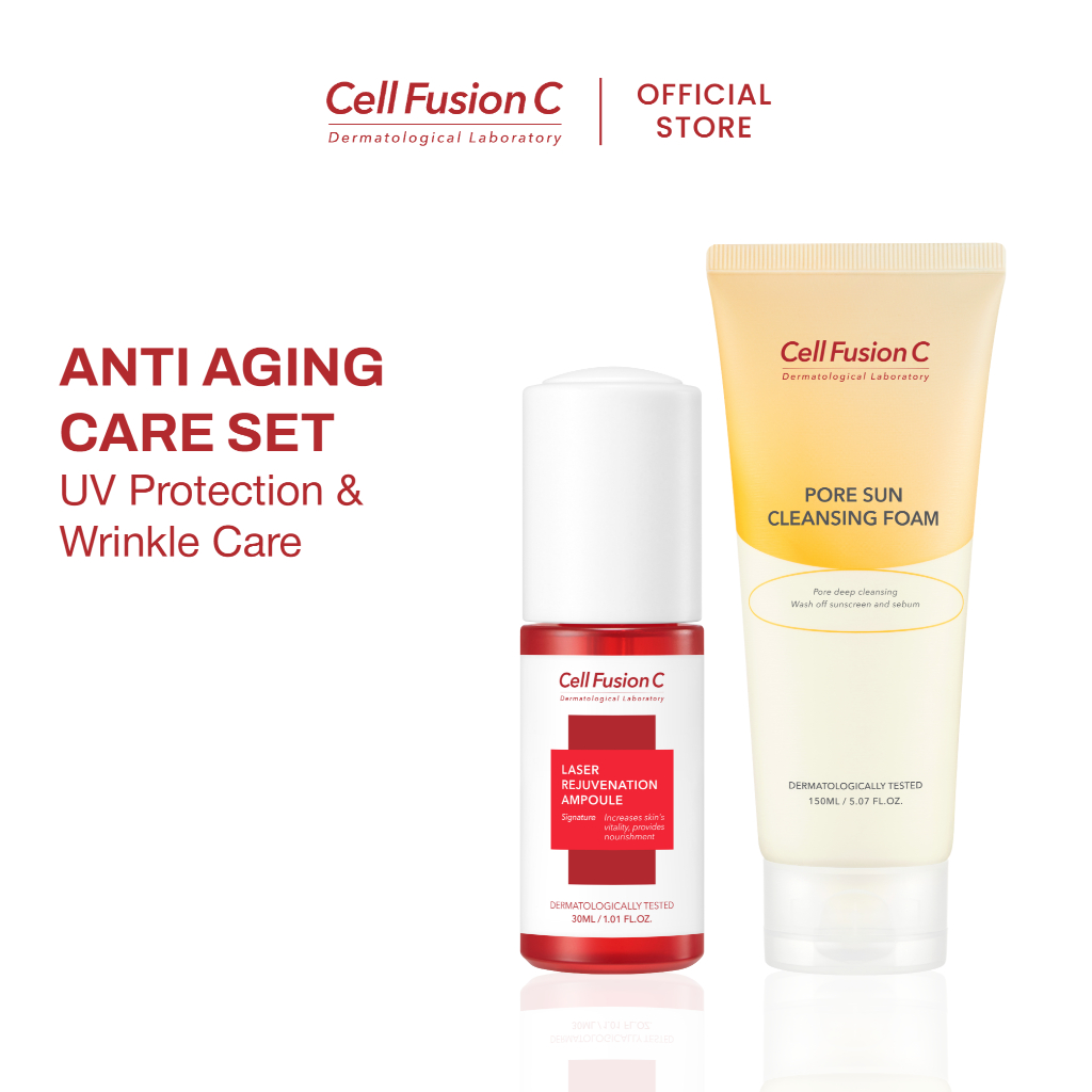 CELL FUSION C - Anti-aging Care Set (Laser Rejuvenation Ampoule 30ml & Pore Sun Cleansing Foam 150ml