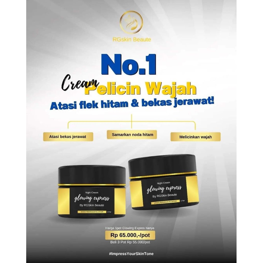 Pelicin Glowing Expres Krim Flek Mencerahkan wajah