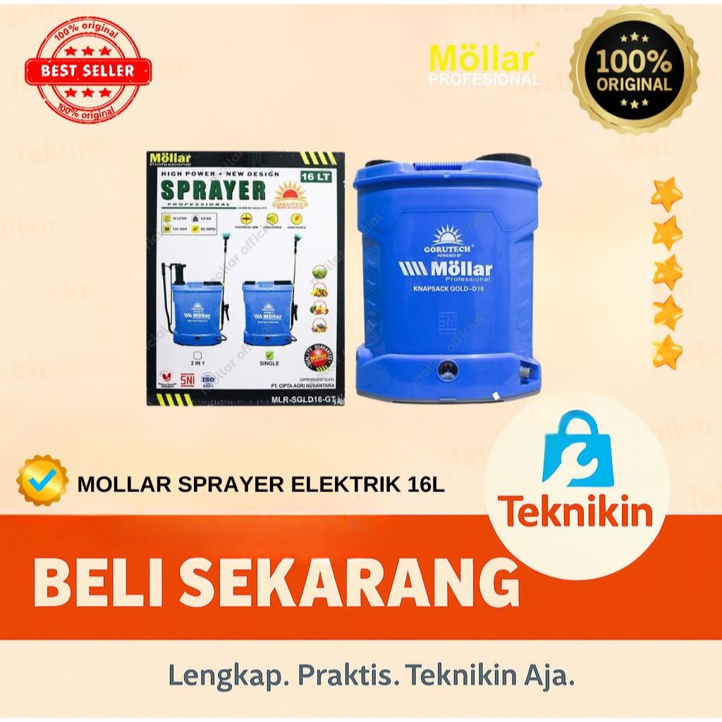 MOLLAR SGLD16-GT Single Mesin Semprotan Hama Tanaman 16 Liter Sprayer Elektrik SNI