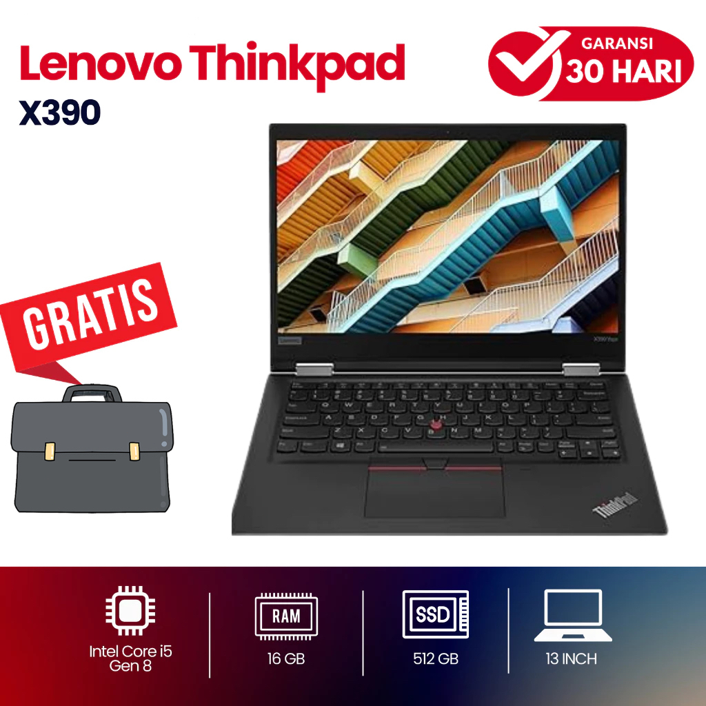 Laptop Lenovo Thinkpad X390 Core i5 | i7 Laptop bisnis 13,3 inci asli 95% baru - SECOND MULUS BERGAR