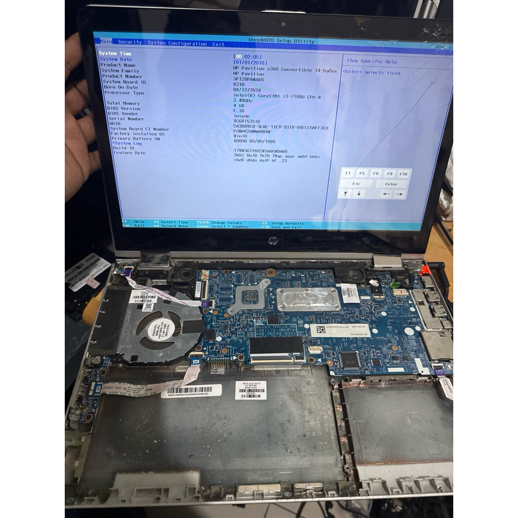 Mainbord HP pavilion x360 14-ba090TX core i3 gen7 mainbord normal garansi