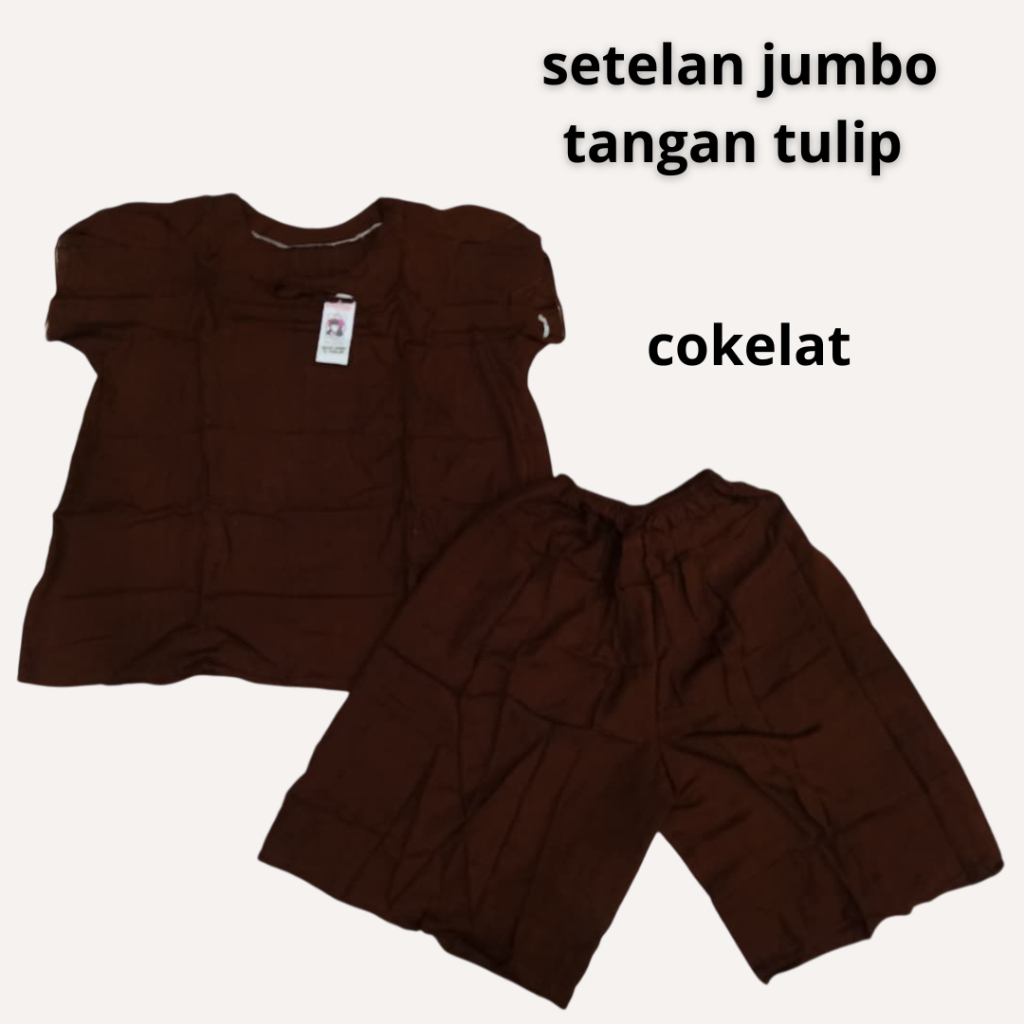 MARISSA COLLECTION | Setelan Batik Jumbo Lengan Pendek Tulip  Motif Polos Celana Kulot 7/8 Ld 120cm