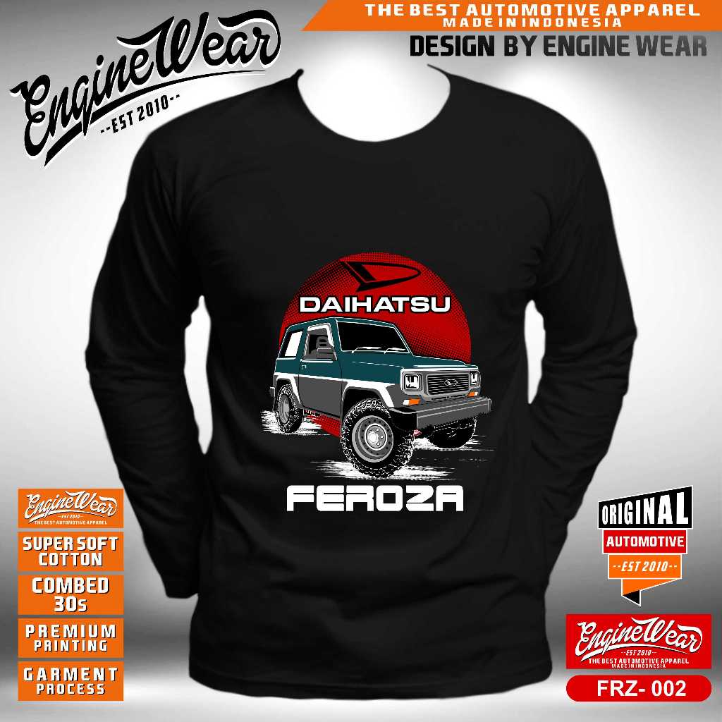 kaos daihatsu feroza baju mobil otomotif tshirt feroza jeep offroad hj