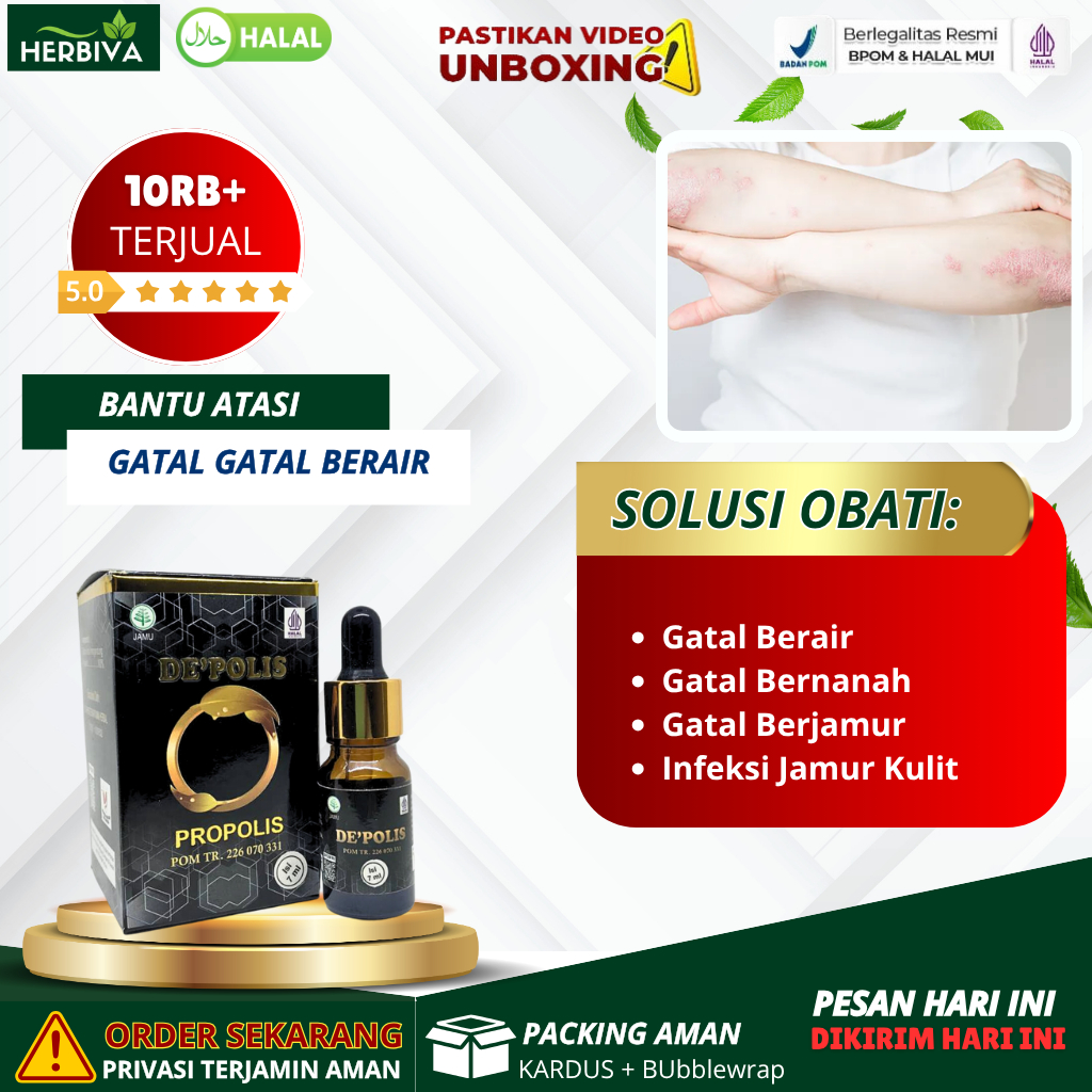 De'polis Propolis - Atasi Gatal Berair Dijari Tangan Dan Kaki Pereda Gatal Bintik Bintik Berair Gata