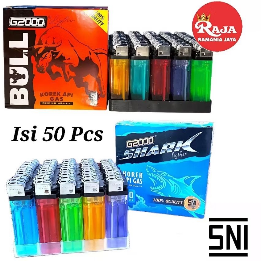 ISI 50 PCS G2000 BULL/SHARK KOREK API GAS RODA BERKUALITAS SNI