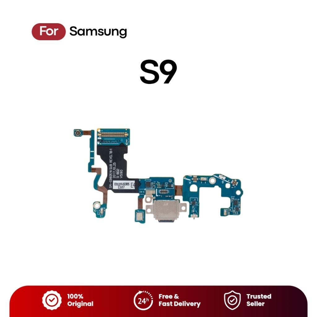 Papan Board Connector Cas Samsung Galaxy S9 G960F - Pcb Konektor Charger SM-G960F + Mic Ori