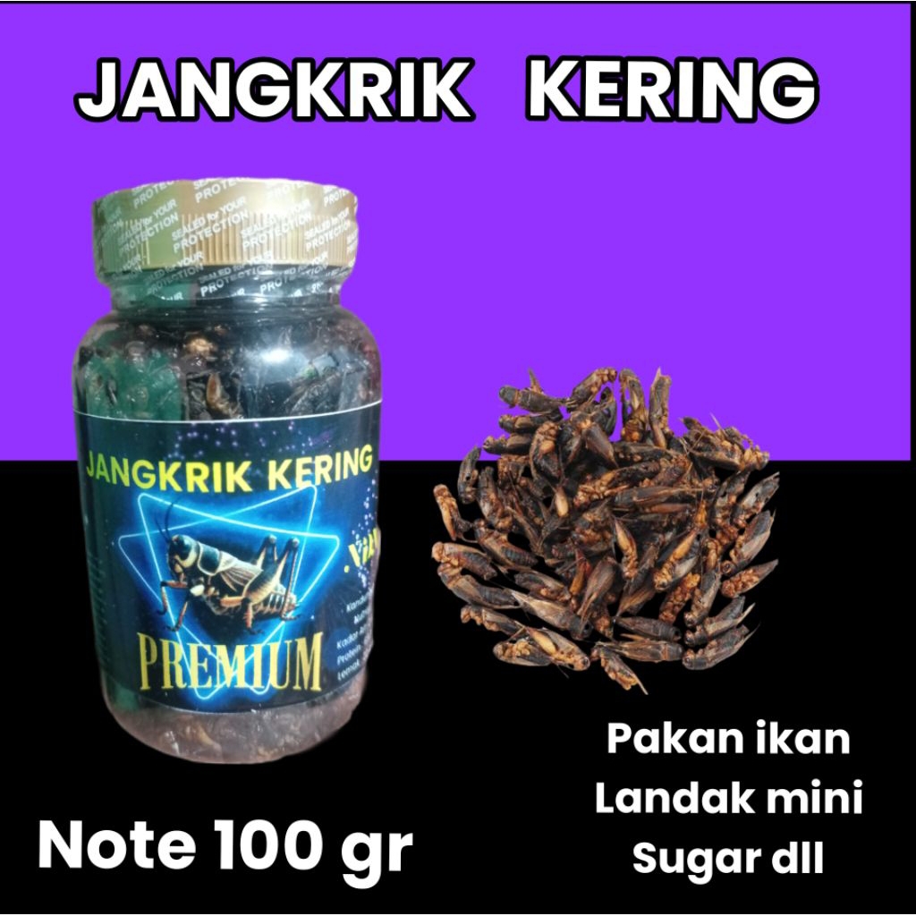 jangkrik kering pakan ikan & burung 100gr premium