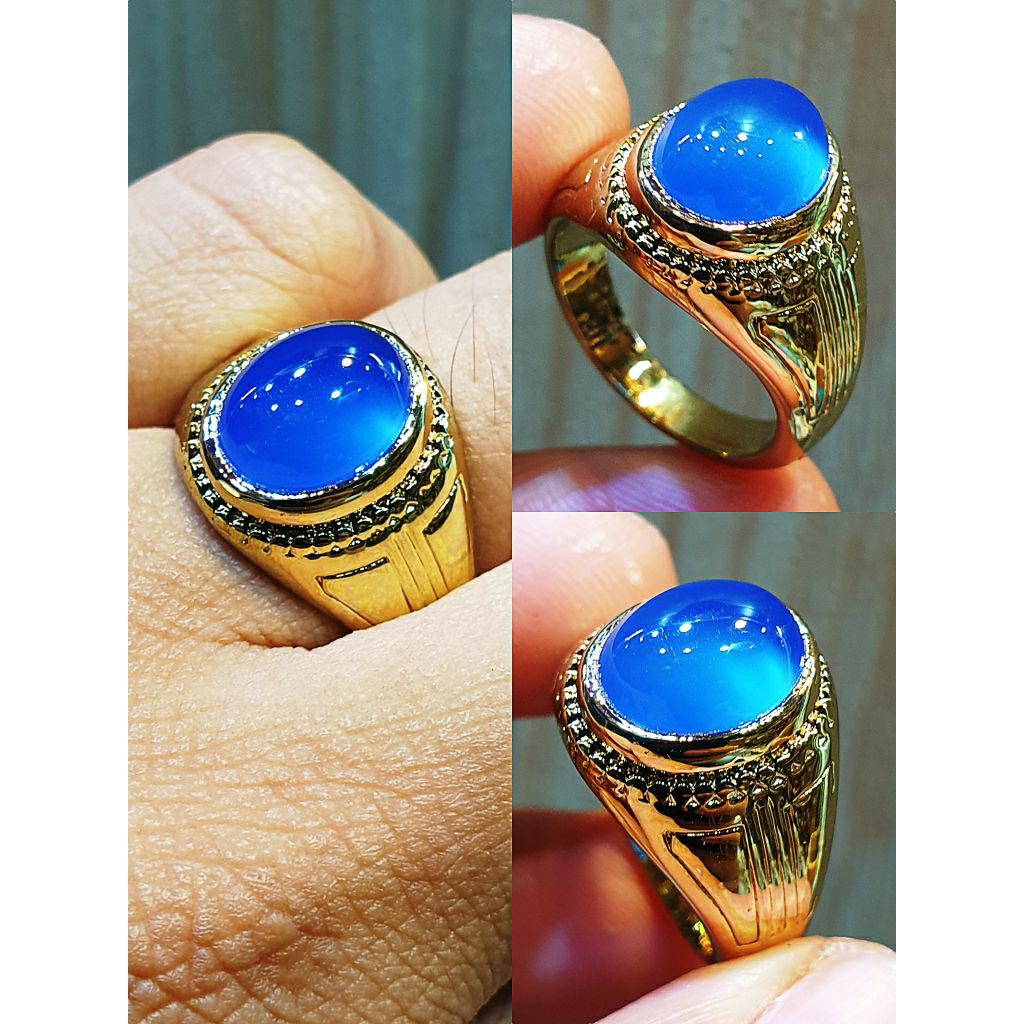 Natural cincin batu akik biru langit batu raja