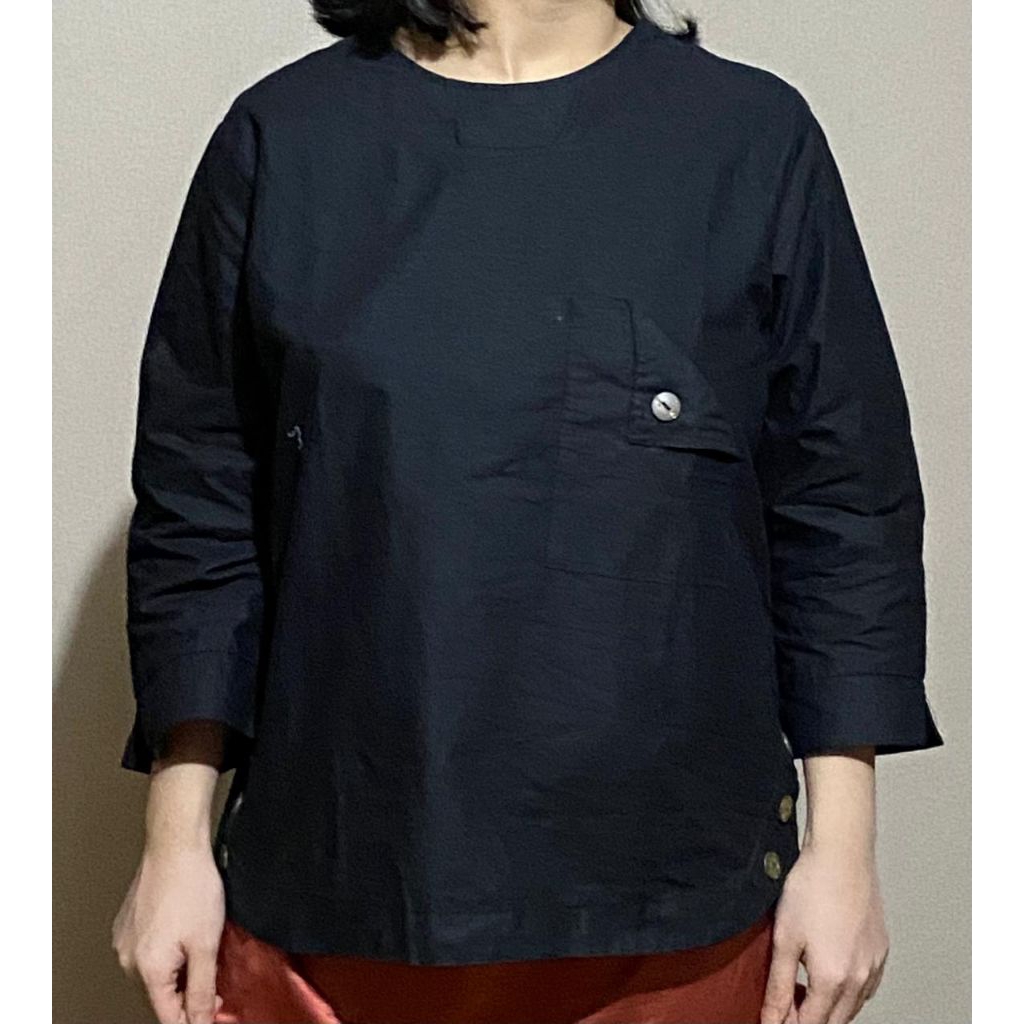 Blus katun hitam wanita polos fashion dewasa kekinian