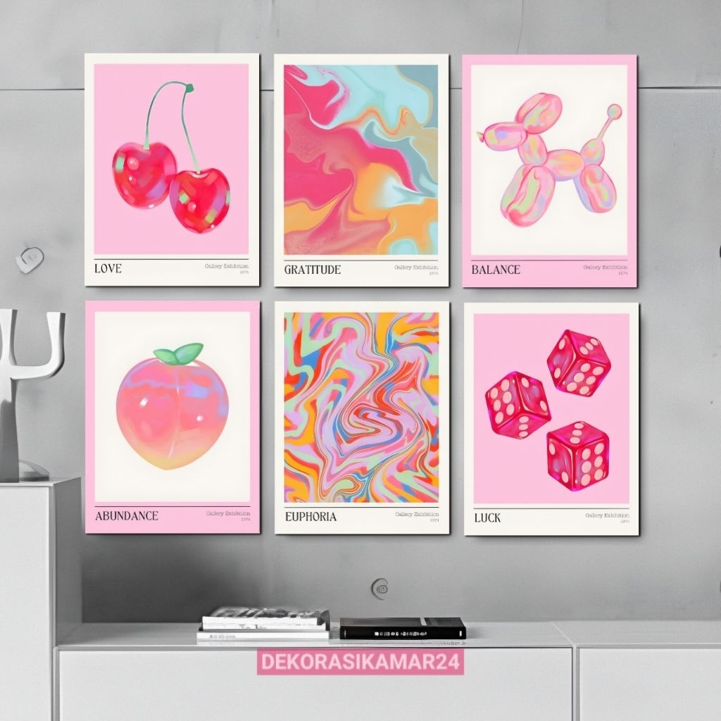 Hiasan dinding kamar aesthetic Poster kamar cewek ekhibition pink Wall decor - Pajangan