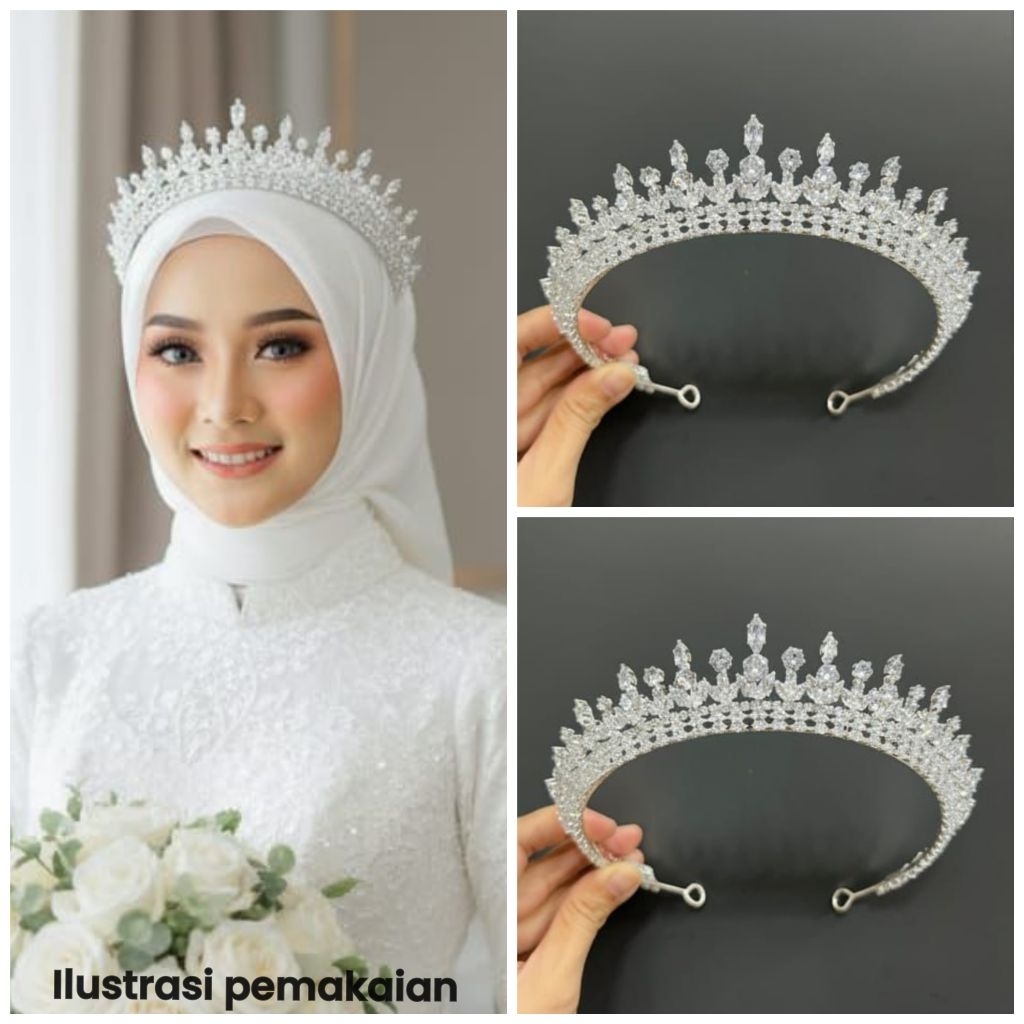 Mahkota Pengantin Zircon Claudia sampai Telinga
