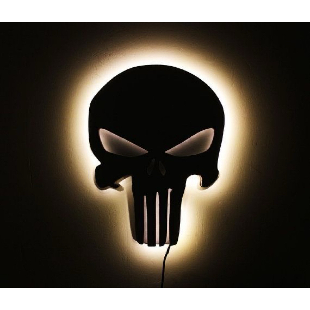 Hiasan dinding lampu kamar cowok the punisher