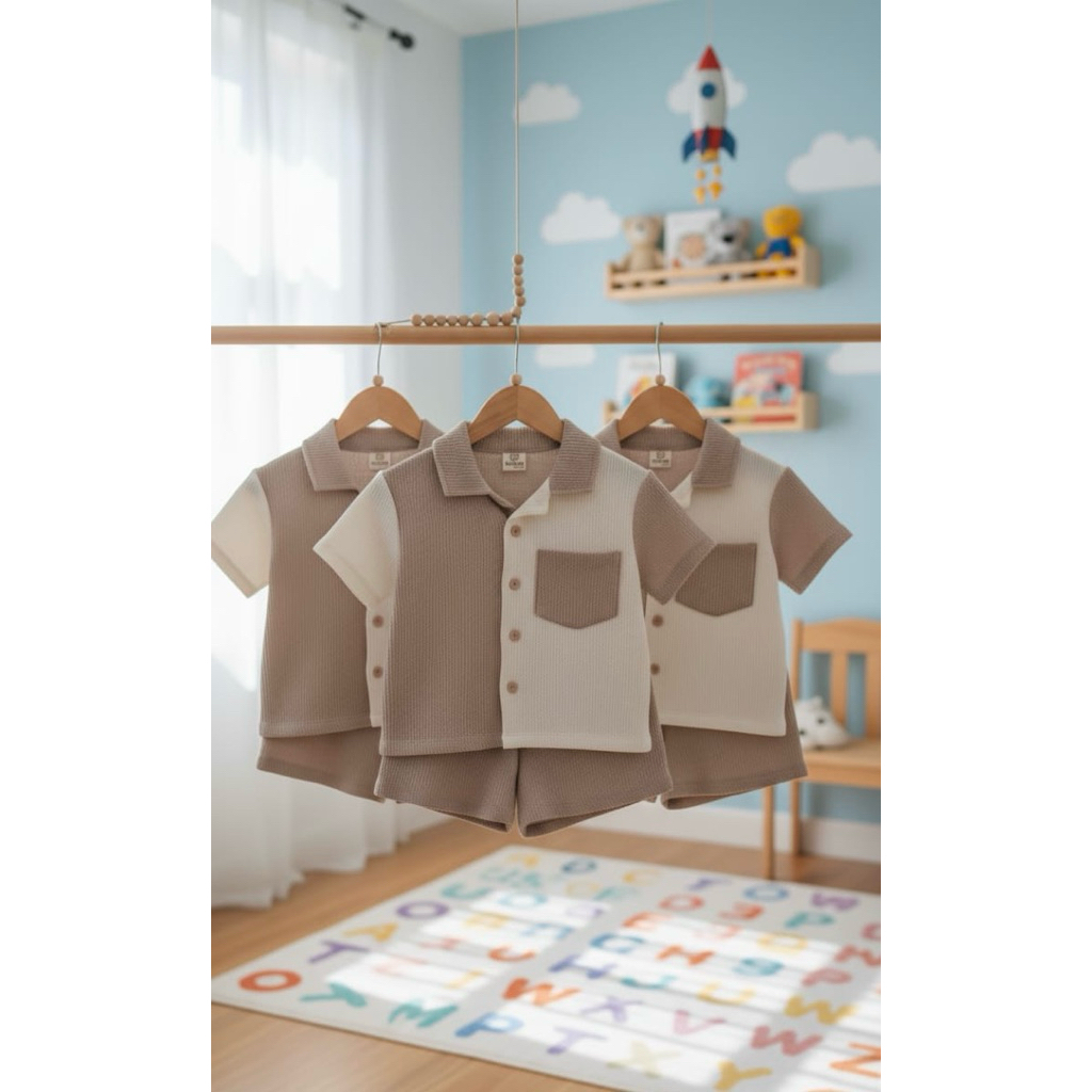 Owen Waffle Set | Baju Anak Premium Uniqlo Fabric
