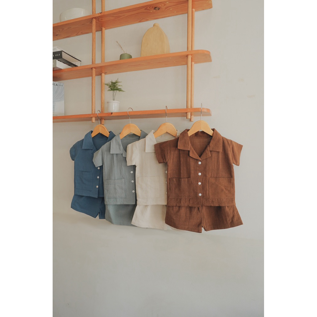 Mario Set – Baju Anak Laki-Laki Cotton Linen Premium