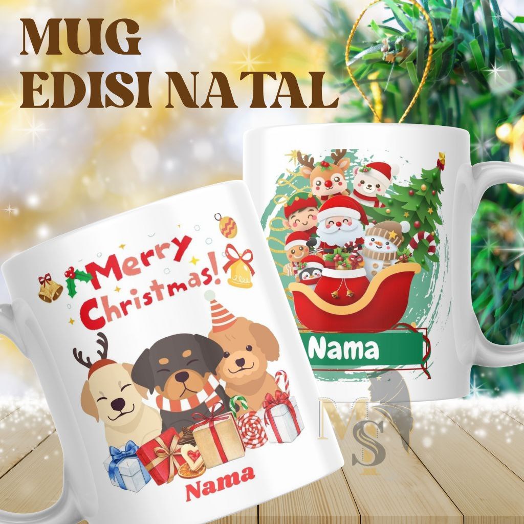 Kado Mug Natal / Souvenir Mug Ucapan Christmas custom nama / MUG NATAL CUSTOM