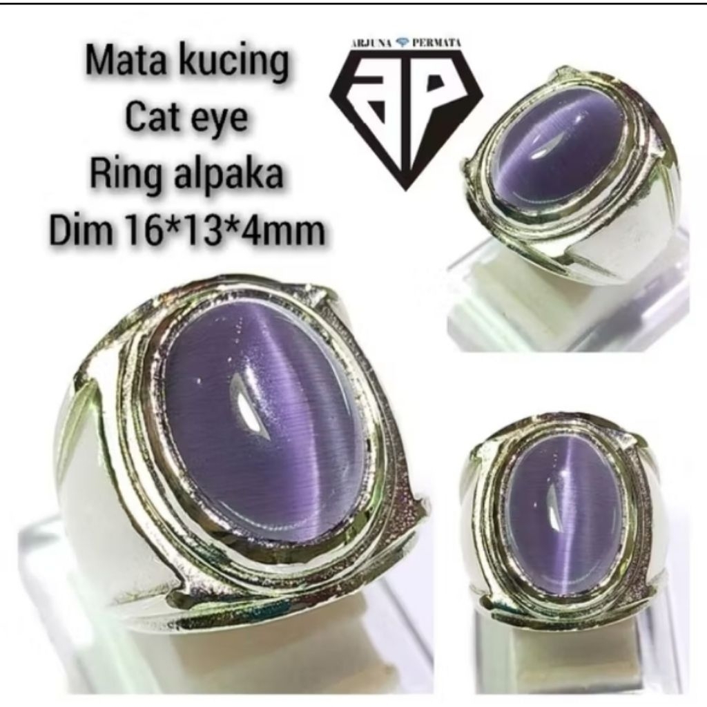 CINCIN PRIA BATU AKIK MATA KUCING RING ALPAKA