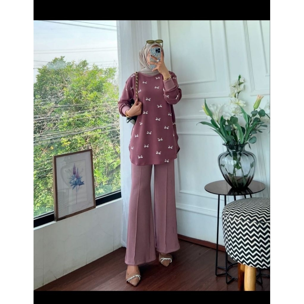 Stelan celana knit rajut import fania pita