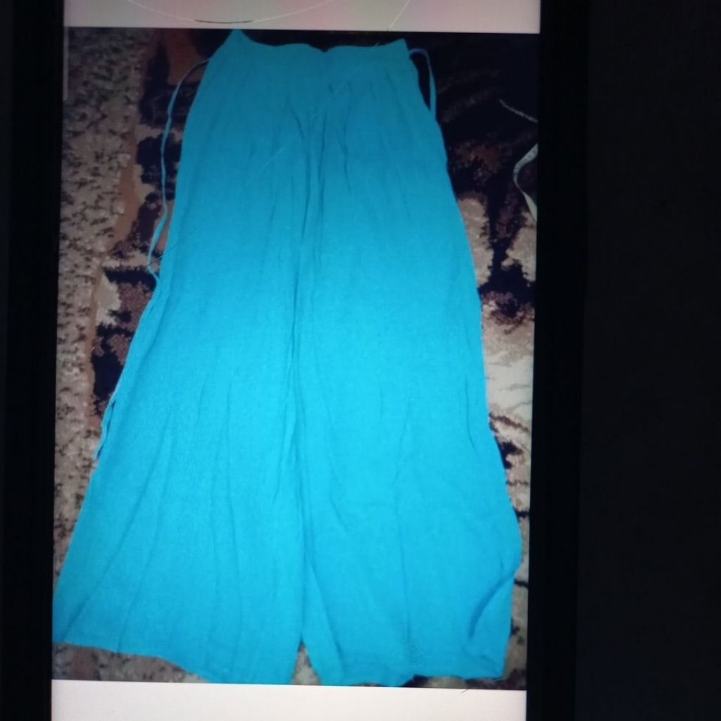 celana kulot panjang warna biru langit