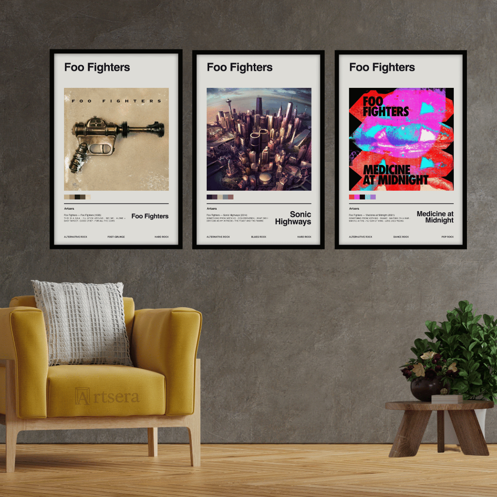 Hiasan Dinding Band Foo Fighters Aesthetic Vintage Retro Poster Album Musik Pajangan Kamar Custom
