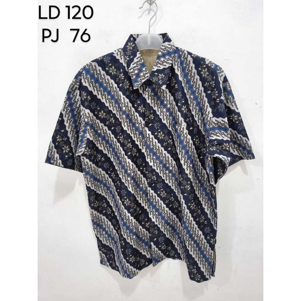 Batik solo biru size XL (bahan licin satin/poly)