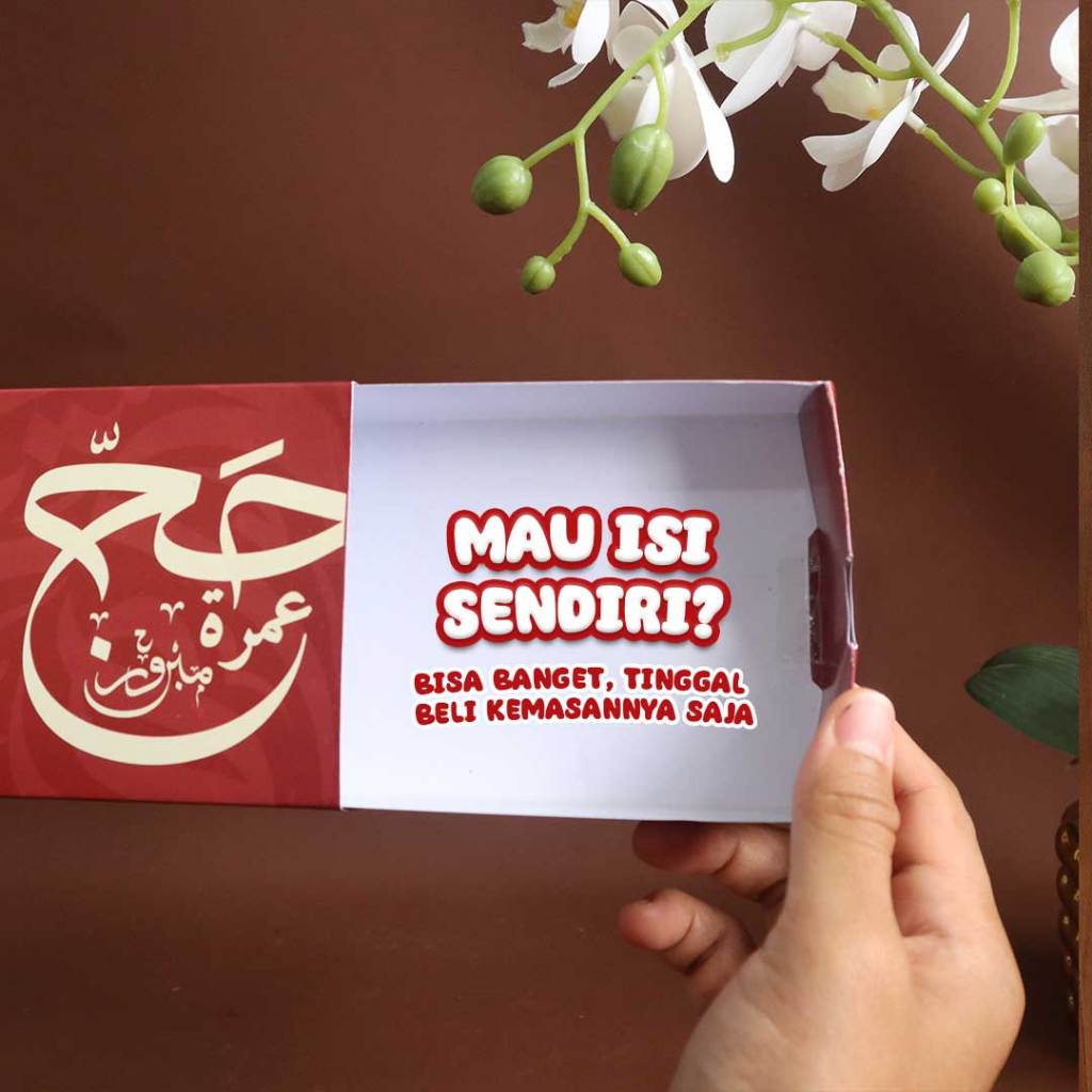 Box Shafa Umroh Gift Kemasan Sliding Premium Maroon Elegan 25x10x4cm Bahan Marga 300gr Full Color Co