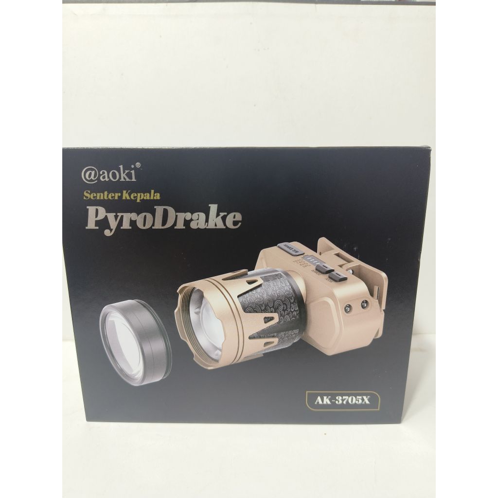 @aoki Senter Kepala PyroDrake AK-3705X Headlamp Led Zoom Sensor Super Terang