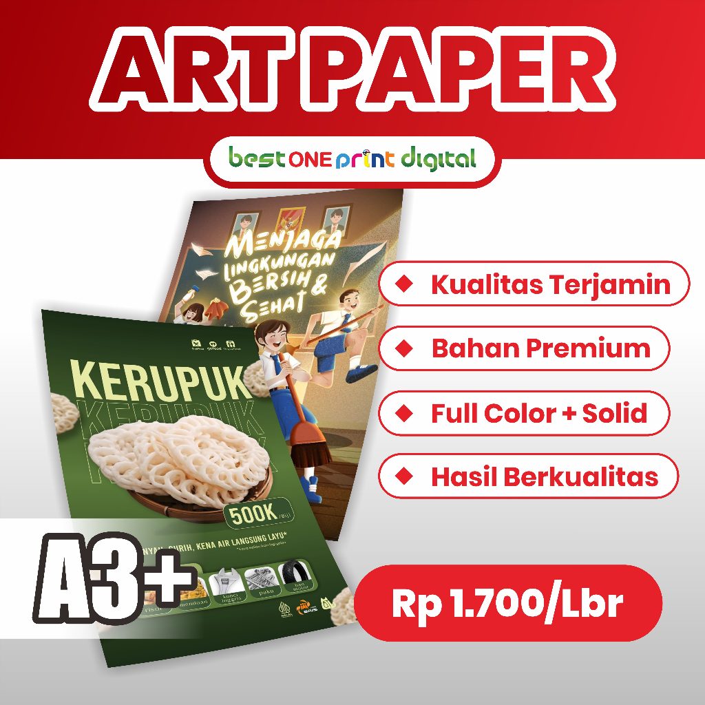 Cetak Art paper A3+, Print A3+ Termurah Art paper 1/2 sisi