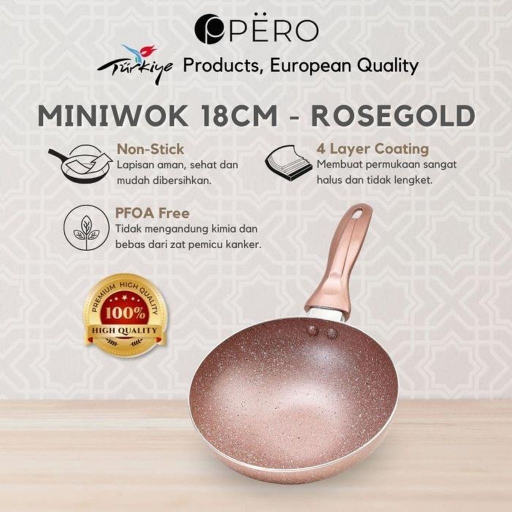 READY MINI WOK 18CM ROSEGOLD PERO